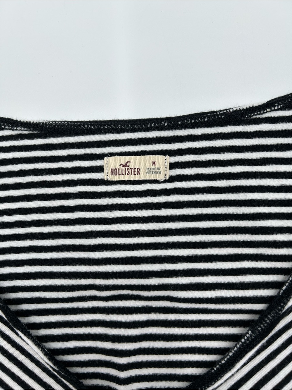 Hollister Black and White Striped Crop Tank Top M